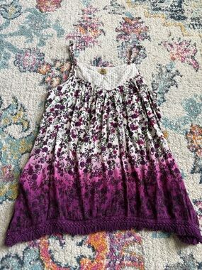 True Craft Purple Ombre Floral Spaghetti Strap Tank